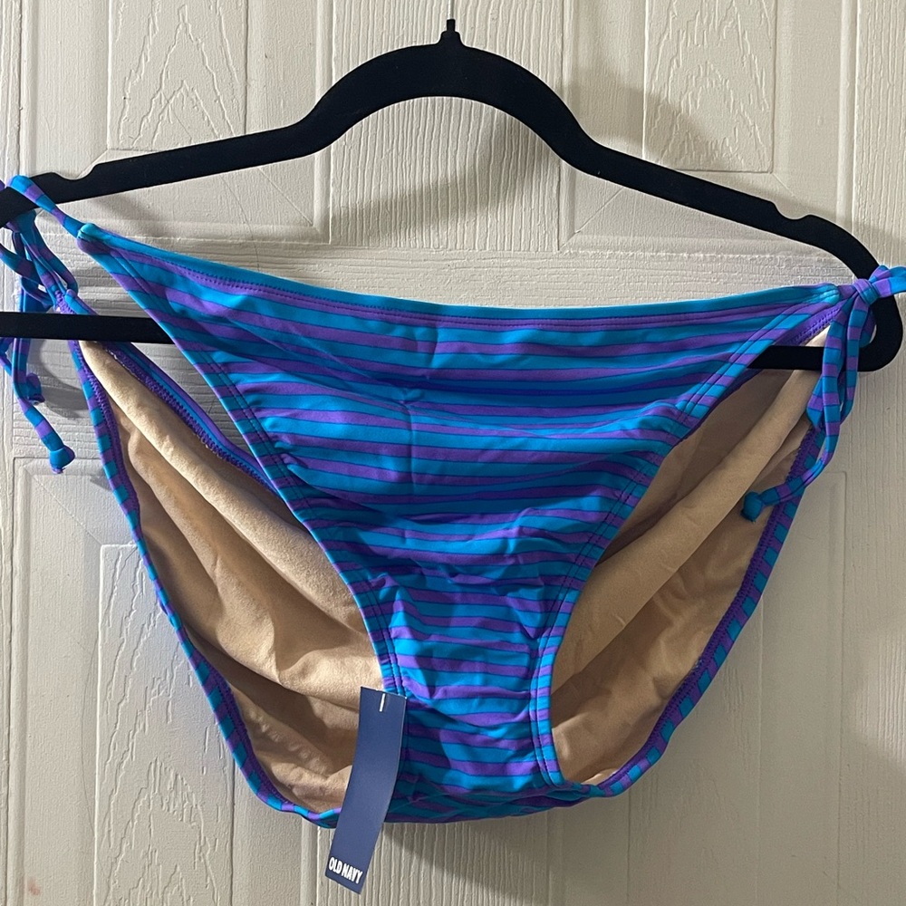 NEW Old Navy Blue and Purple Striped Bikini Bottom